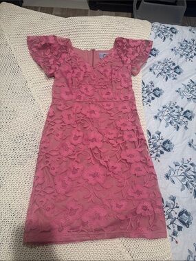 J S Collection Woman' Embroidered Rose-Pink Lace Party Dress